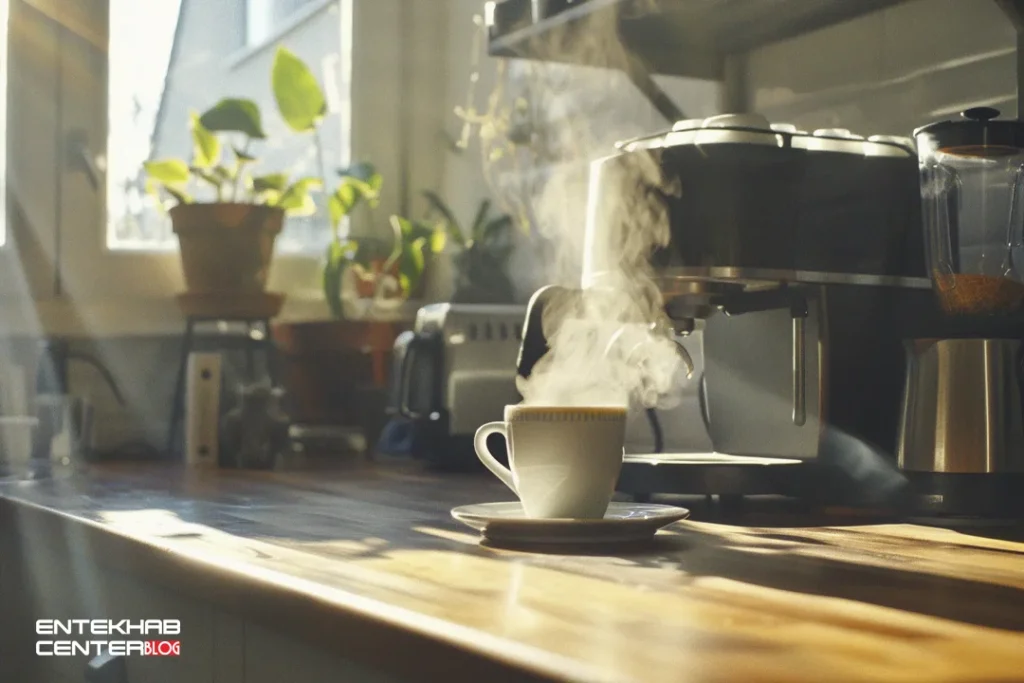 چیدمان آشپزخانه مدرن با قهوه‌ساز برای شروع یک صبح دل‌انگیز2