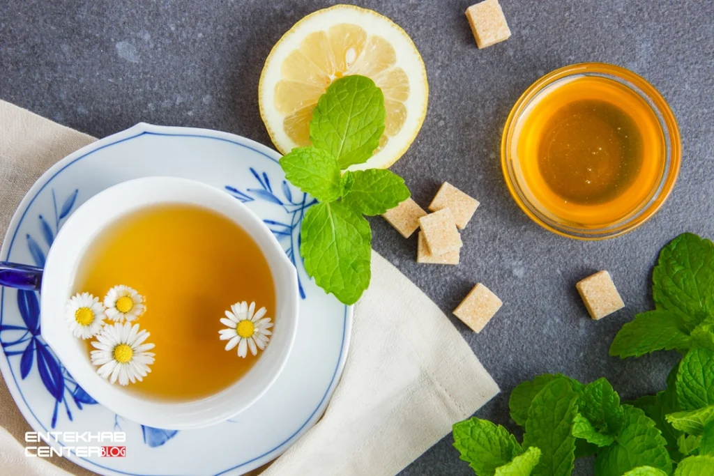 چای سبز با نعناع و عسل